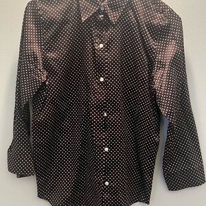 Lauren Ralph Lauren Polka Dot Button Down Shirt Brown Size S